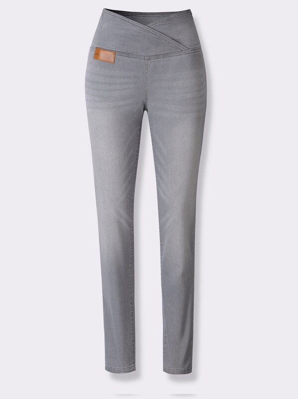 patrizia dini by heine Stretchjeans met overlappende band light grey-denim
