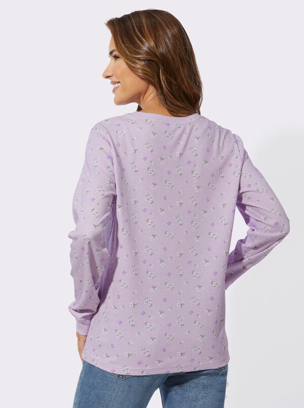 Patrizia Dini By Heine Sweatshirt Met Bloemetjesprint Lila/ecru Bedrukt