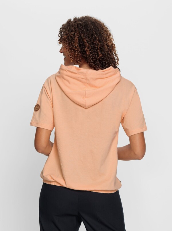 Patrizia Dini By Heine Sweatshirt Met Capuchon En Elastische Zoom Apricot/ecru Bedrukt