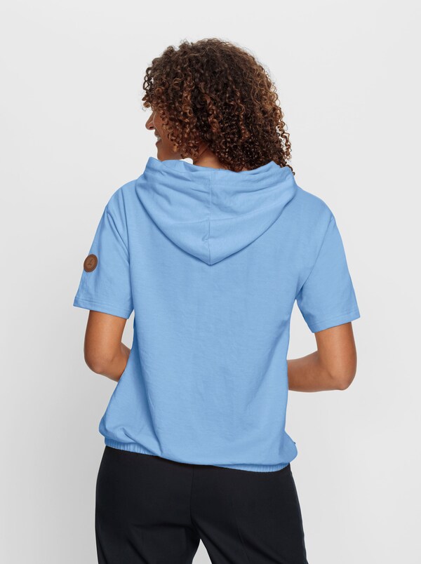Patrizia Dini By Heine Sweatshirt Met Capuchon En Elastische Zoom Ijsblauw/ecru Bedrukt