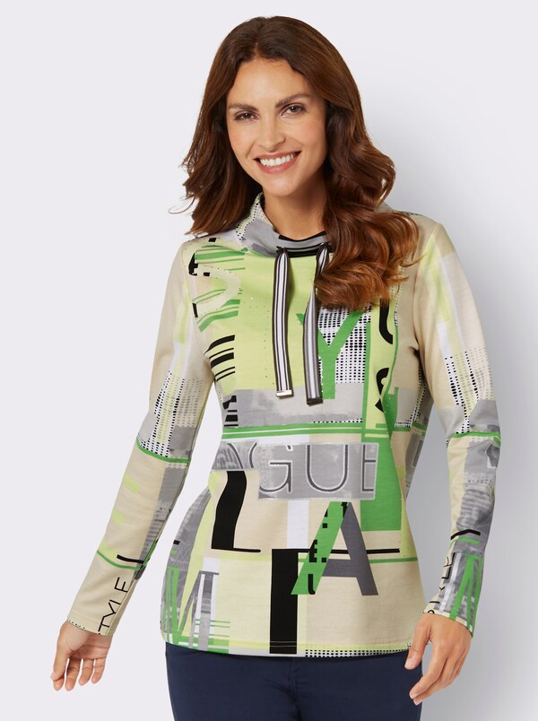 Patrizia Dini By Heine Sweatshirt Met Letterprint Appelgroen/ecru