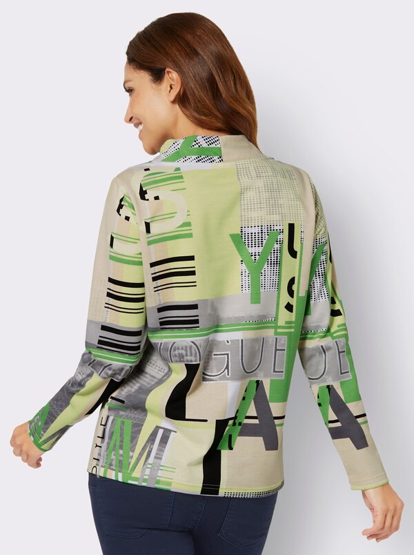 Patrizia Dini By Heine Sweatshirt Met Letterprint Appelgroen/ecru