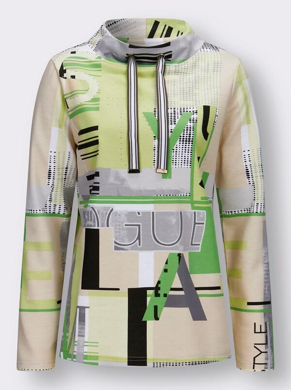 Patrizia Dini By Heine Sweatshirt Met Letterprint Appelgroen/ecru