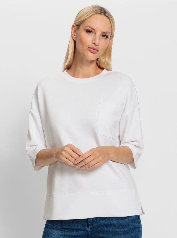 Patrizia Dini By Heine Sweatshirt Met Opgestikte Zak Wit