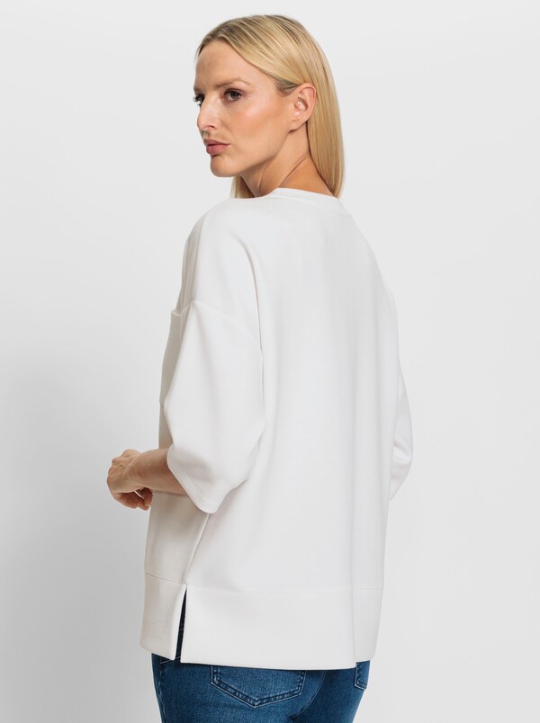 Patrizia Dini By Heine Sweatshirt Met Opgestikte Zak Wit