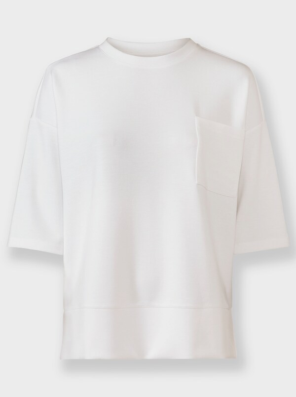 Patrizia Dini By Heine Sweatshirt Met Opgestikte Zak Wit