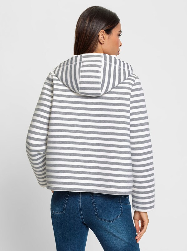 Patrizia Dini By Heine Sweatvest Steengrijs/ecru Gestreept