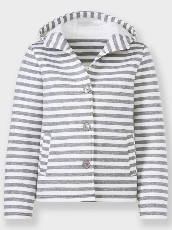 Patrizia Dini By Heine Sweatvest Steengrijs/ecru Gestreept