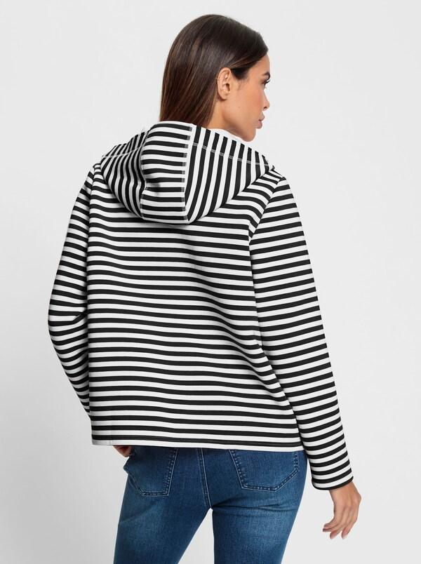 Patrizia Dini By Heine Sweatvest Zwart/ecru Gestreept