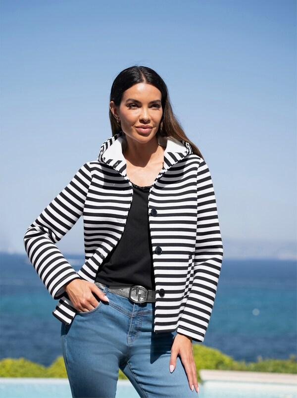 patrizia dini by heine Sweatvest zwart/ecru gestreept