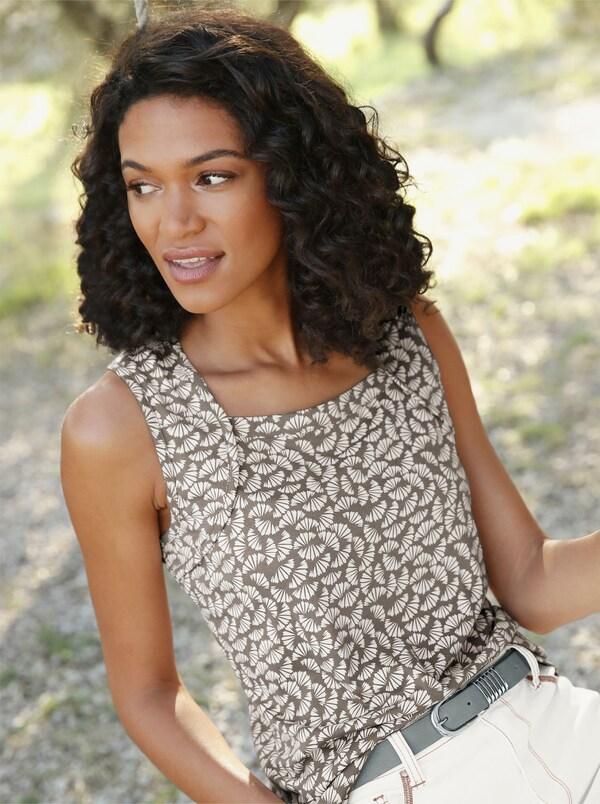 patrizia dini by heine Tanktop met vierkante hals taupe/ecru gedessineerd