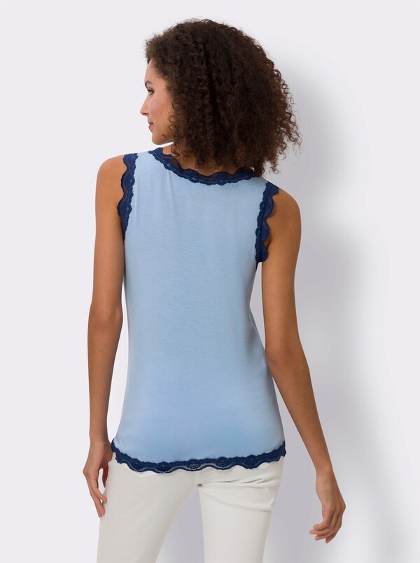 Patrizia Dini By Heine Top Met Kanten Rand Ijsblauw