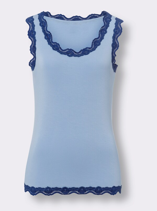 Patrizia Dini By Heine Top Met Kanten Rand Ijsblauw