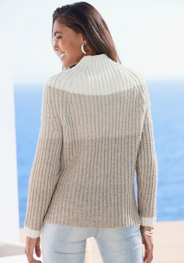 Patrizia Dini By Heine Trui Met Opstaande Kraag Beige/taupe