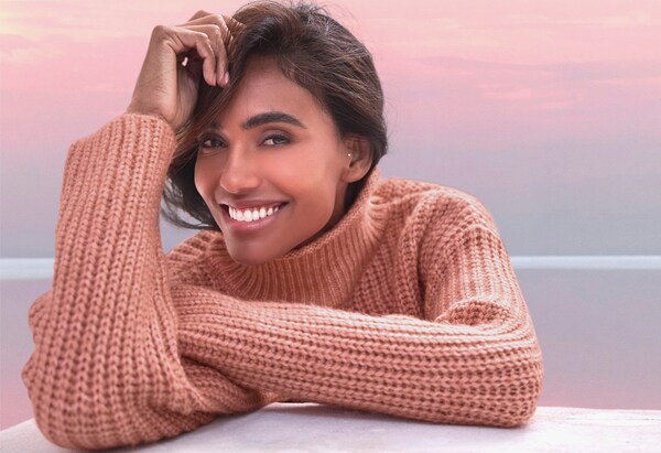 patrizia dini by heine Trui met opstaande kraag rozenhout gemêleerd