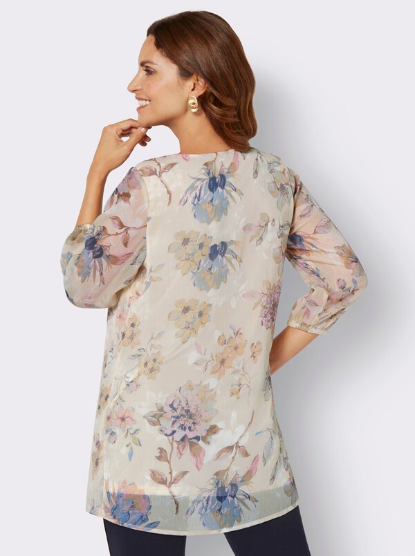 Patrizia Dini By Heine Tuniek Met Ruches Zand Geprint