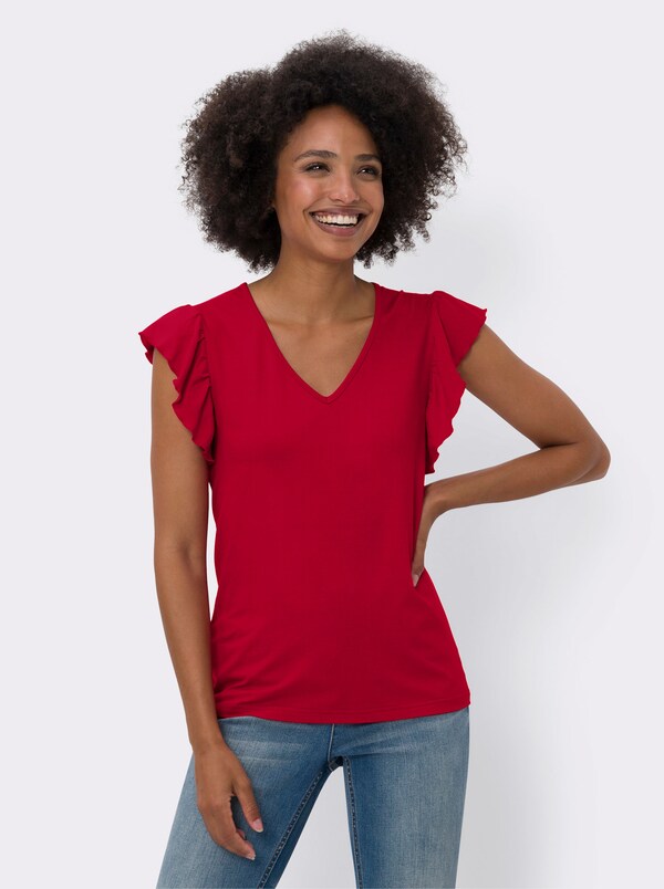 Patrizia Dini By Heine V-shirt Met Vleermuismouwen Rood