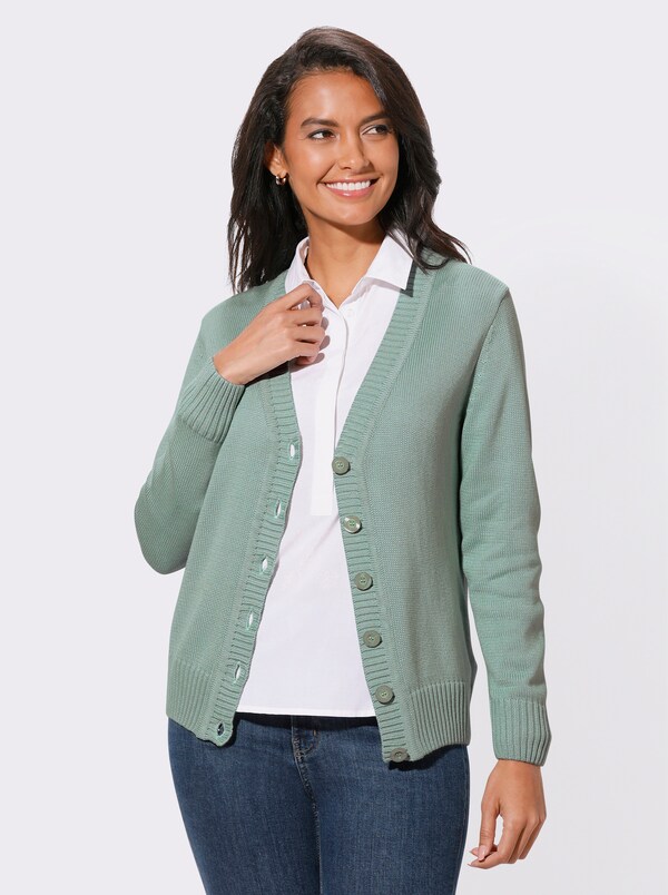 Patrizia Dini By Heine Vest Met Qua Kleur Bijpassende Knopen Kalkmint