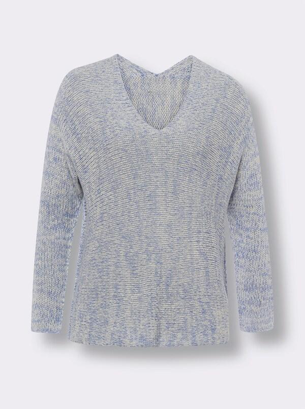 Patrizia Dini By Heine Vleermuistrui Met Wijde Mouwen Lichtblauw/ecru Gemêleerd