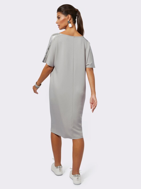 Patrizia Dini By Heine Vrijetijdsjurk Met Glanseffecten Op De Schouders Lichtgrijs