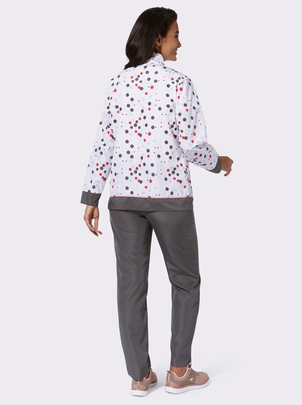 Patrizia Dini By Heine Vrijetijdspak Met Stippendessin Wit/langoustine Gestippeld