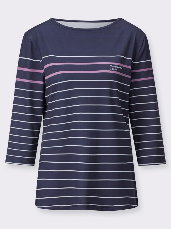 Patrizia Dini By Heine Vrijetijdsshirt Met Streeppatroon Marine/wit Gestreept