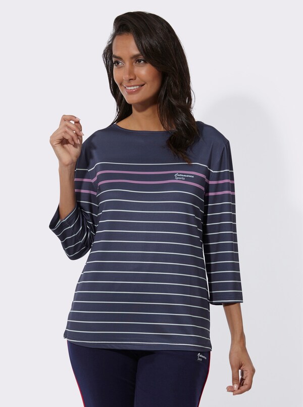 patrizia dini by heine Vrijetijdsshirt met streeppatroon marine/wit gestreept