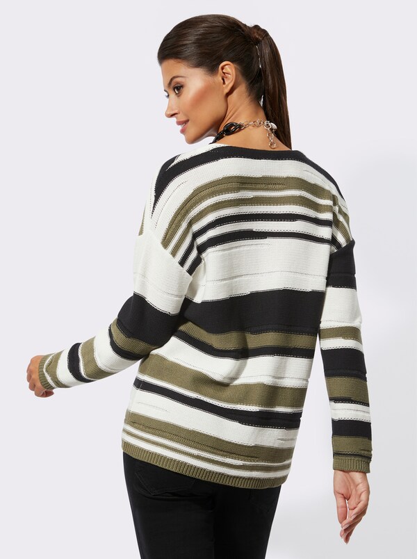 Patrizia Dini By Heine Wikkeltrui In Streepdessin Ecru/zwart Gedessineerd