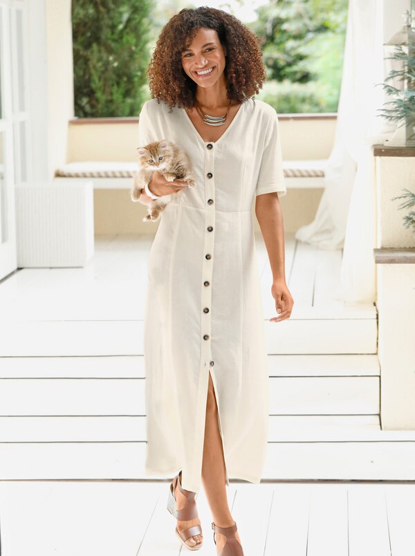 patrizia dini by heine Zomerjurk Knopen in hoornlook champagne