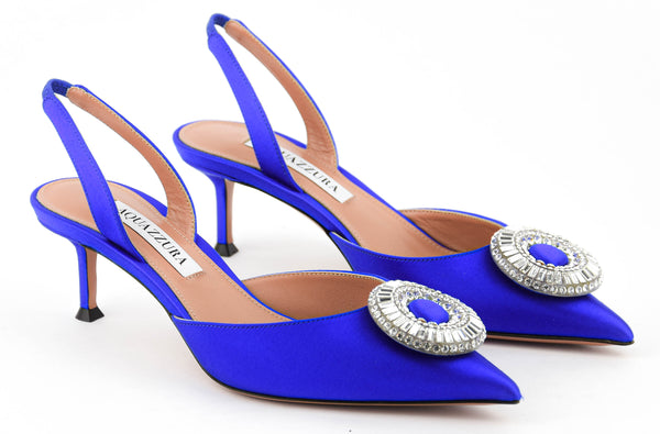 Paul Warmer AQUAZZURA CRYSTAL HOOP SLING ROYAL BLUE