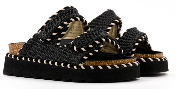 Paul Warmer COLORS OF CALIFORNIA RAFFIA SANDAL BLACK