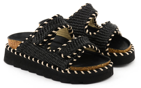 Paul Warmer COLORS OF CALIFORNIA RAFFIA SANDAL BLACK