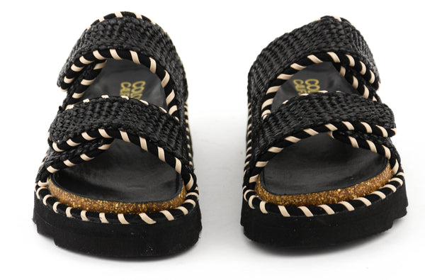 Paul Warmer COLORS OF CALIFORNIA RAFFIA SANDAL BLACK