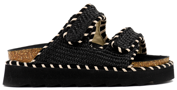 paul warmer COLORS OF CALIFORNIA RAFFIA SANDAL BLACK