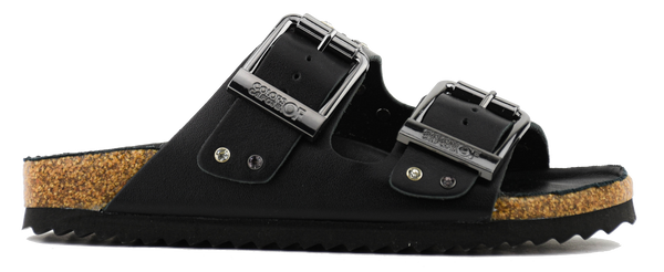 paul warmer COLORS OF CALIFORNIA TWO BUCKLE LEATHER STRASS BLACK