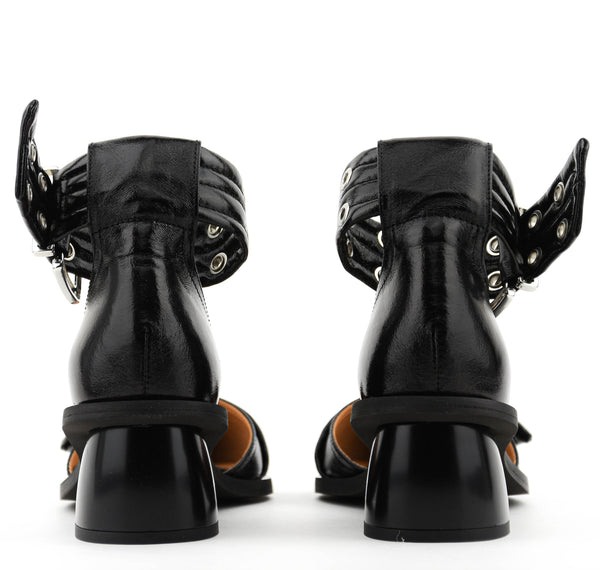 Paul Warmer GANNI FEMININE BUCKLE OPEN CUT PUMPS BLACK