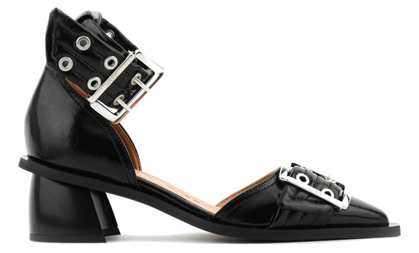 paul warmer GANNI FEMININE BUCKLE OPEN CUT PUMPS BLACK