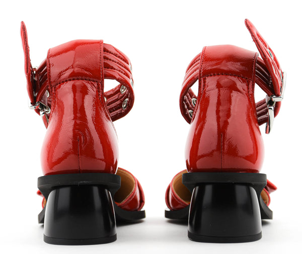 Paul Warmer GANNI FEMININE BUCKLE OPEN CUT PUMPS RACING RED