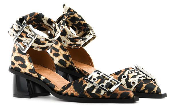 Paul Warmer GANNI LEOPARD FEMININE BUCKLE OPEN CUT PUMPS