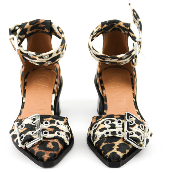 Paul Warmer GANNI LEOPARD FEMININE BUCKLE OPEN CUT PUMPS