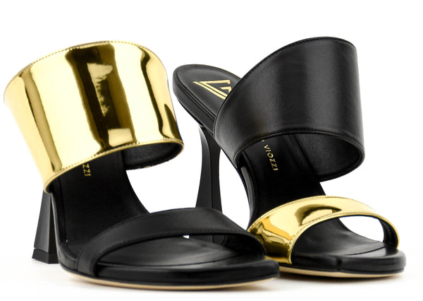 Paul Warmer GIAMPAOLO VIOZZI ASSYMETRICO SANDAL BLACK GOLD