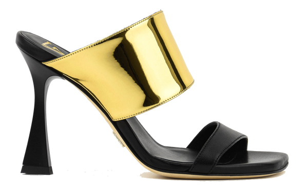 paul warmer GIAMPAOLO VIOZZI ASSYMETRICO SANDAL BLACK GOLD