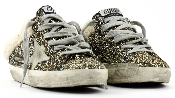 Paul Warmer GOLDEN GOOSE SUPERSTAR SABOT BLACK GOLD GLITTER