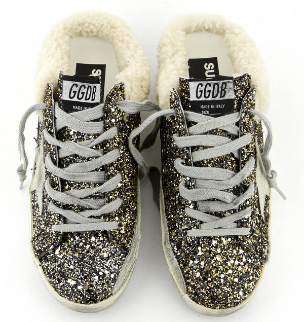 Paul Warmer GOLDEN GOOSE SUPERSTAR SABOT BLACK GOLD GLITTER