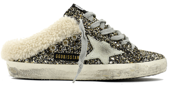 paul warmer GOLDEN GOOSE SUPERSTAR SABOT BLACK GOLD GLITTER