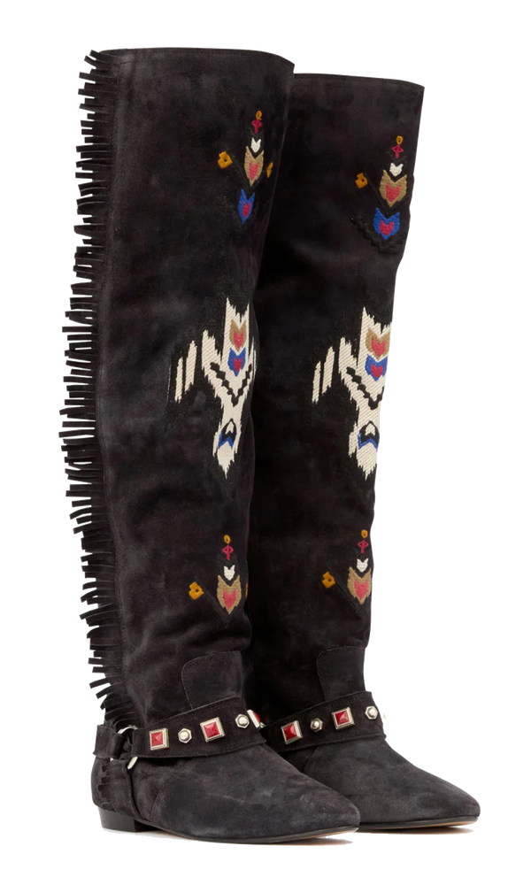 Paul Warmer ISABEL MARANT SLAVA EMBROIDERED BOOT BLACK