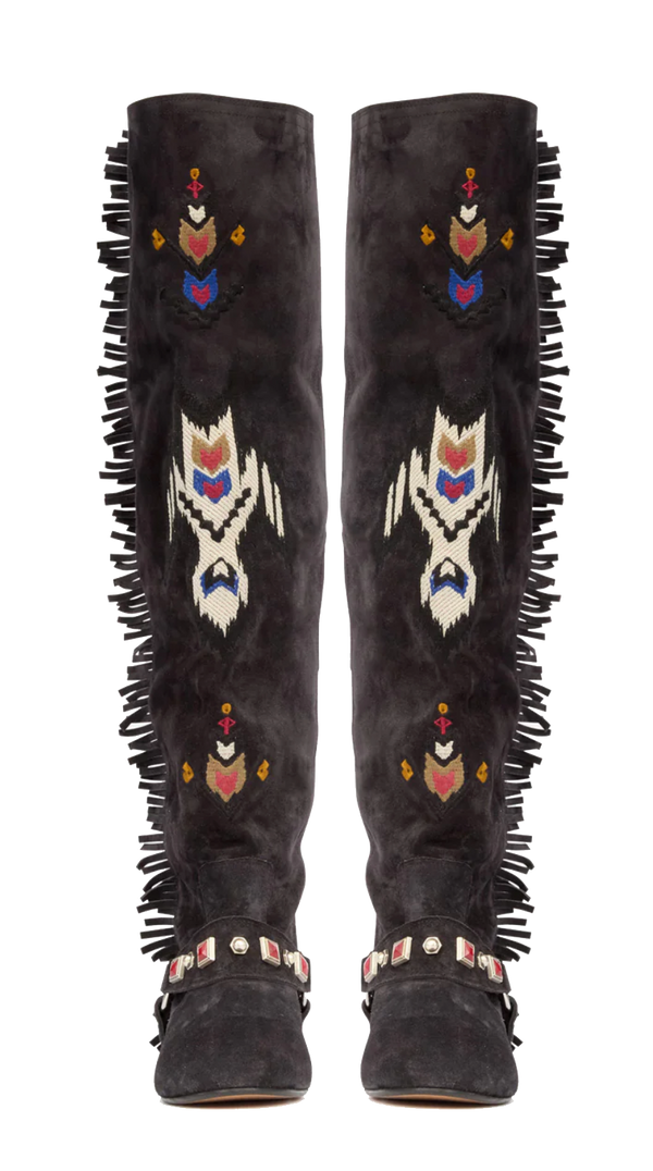 Paul Warmer ISABEL MARANT SLAVA EMBROIDERED BOOT BLACK