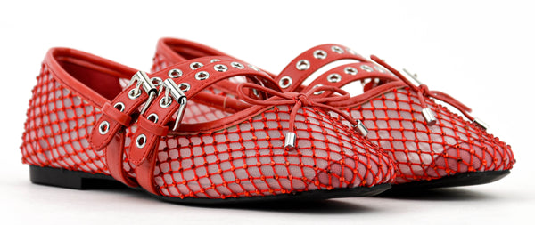Paul Warmer LOAFER MISTY DOUBLE STRAP BALLERINA RED