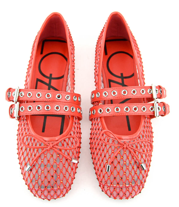 Paul Warmer LOAFER MISTY DOUBLE STRAP BALLERINA RED