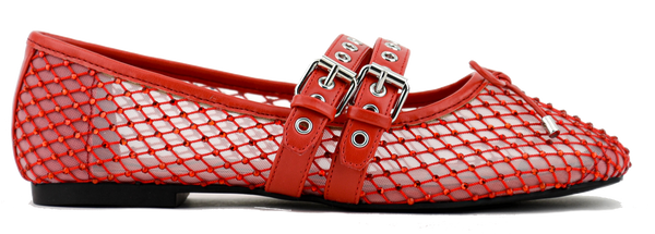 paul warmer LOAFER MISTY DOUBLE STRAP BALLERINA RED